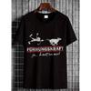 Black T Shirt with Dog Pulling for Man Graphic And Fuehrungskraft Text for Casual Wear