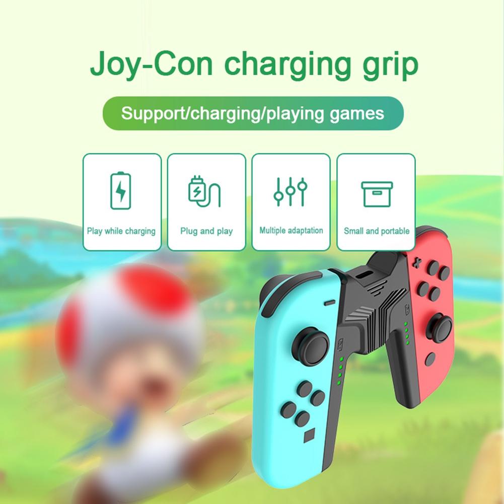 Nabíjecí rukojeť Joy-Con Kompatibilní s Nintendo Switch OLED, Přenosná rukojeť ve tvaru V s přechodem pro Switch Joy-con, Rychlost nabíjení při hraní