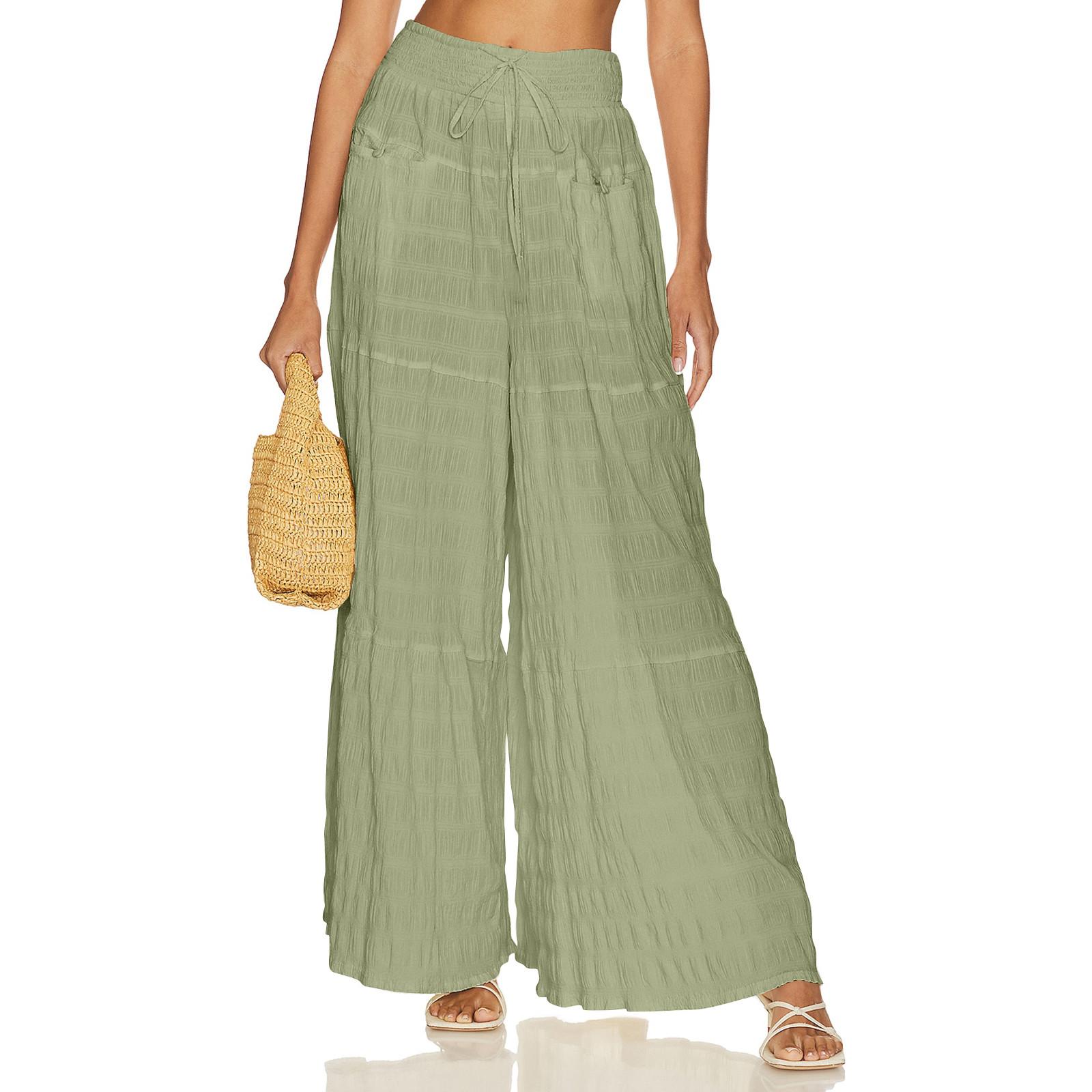 

Женские спортивные брюки для фитнеса, повседневные свободные брюки с высокой талией, спортивные брюки на шнурке, женские прямые брюки с широкими штанинами, повседневные брюки, брюки для йоги L