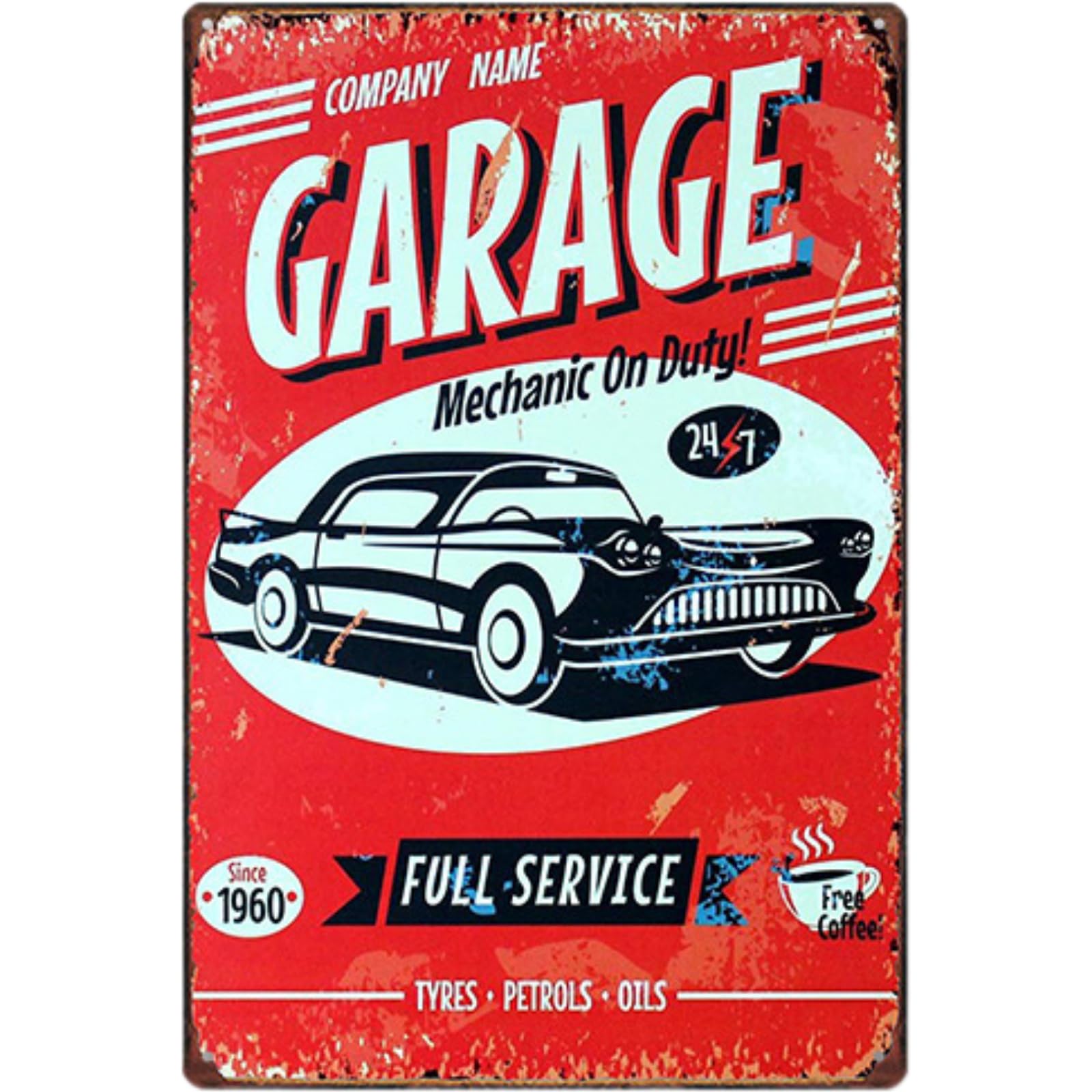 

Tin Classic Garage Car Wall Interior American Vintage NYANDELMO Sign, Garage, Car, Kit, Maintenance, Decor, Decor, Plate, 20x30cm, (D-01)