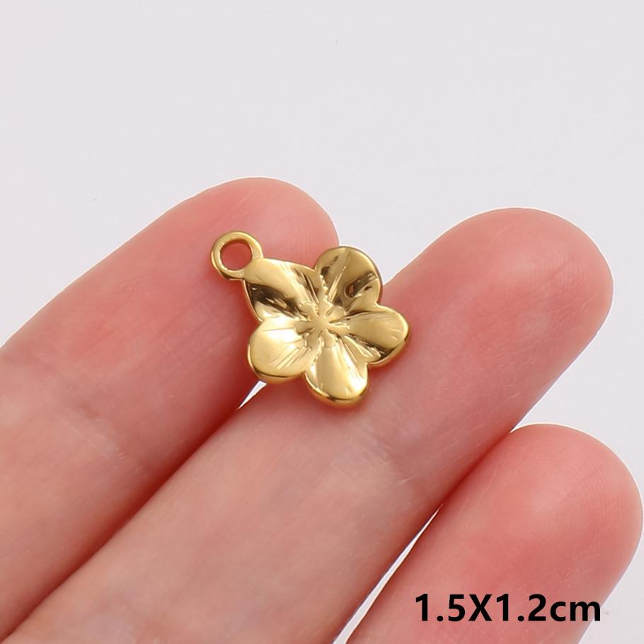 5pcs/Lot Exquisite Fashion Stainless Steel Hollow Flower Pendants For Jewelry Making Bracelets Necklace Plant Charm DIY Findings