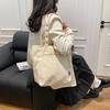 Solid Color Simple Large Capacity Lightweight Fashion Canvas Shoulder Tote Bag