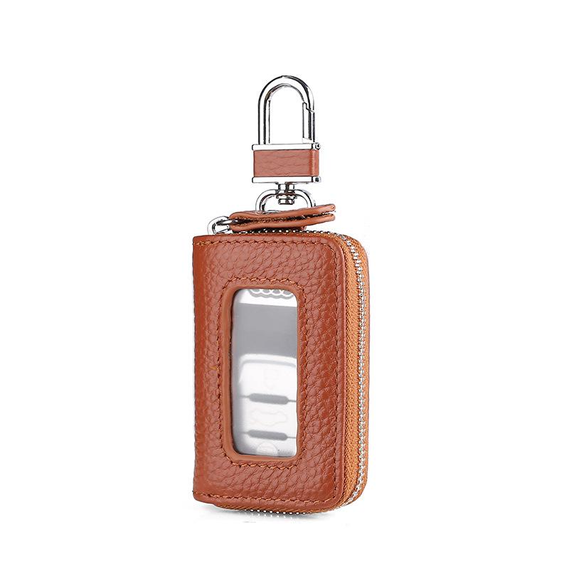 Retro Schlüsselanhänger Brieftasche Reißverschlusstasche Visuelle Spiegelfenster Autoschlüssel Schutztasche Leder Schlüsselhalter Mini Autoschlüssel Tasche Fall