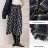 Xiangying Irregular Plaid Wool Blend A-line Skirt