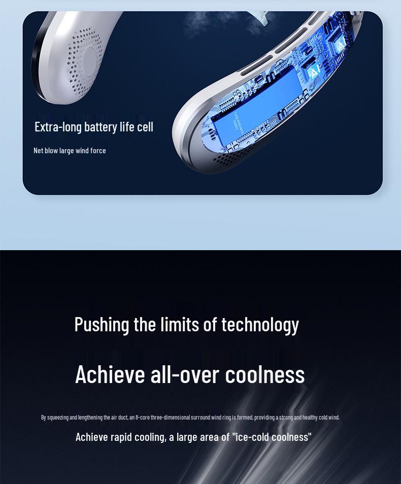 USB Rechargeable Neck Fan with Adjustable Speed for Outdoor Work - Portable Summer Essential