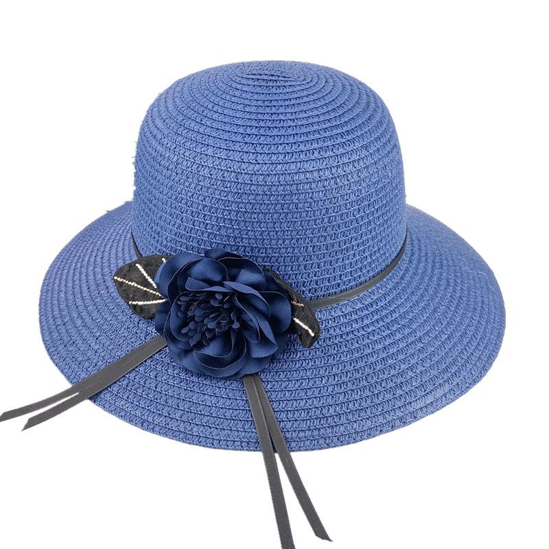 New spring and summer women's sunshade straw hat sunscreen sun hat bucket hat flower beach hat big edge basin hat