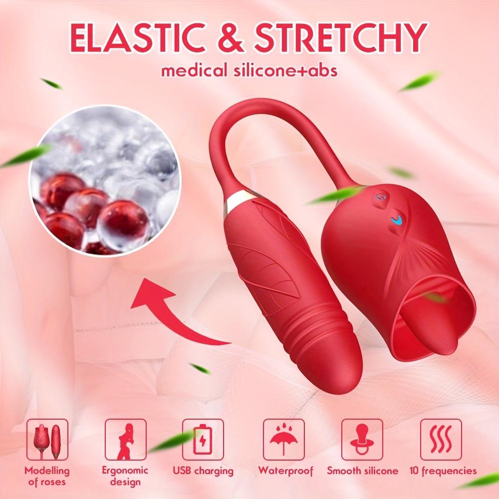 3 In 1 Clitoral Stimulator Tongue Licking Thrusting G Spot Dildo Vibrator With 10 Modes, Vaginal Anal Masturbation Massager