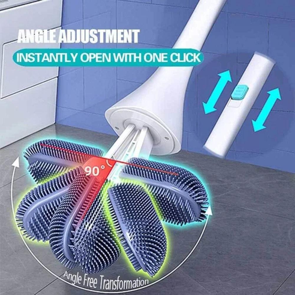 Home Toilet Brush Set With Container Silicone Cleaning Brushes No Dead Corner 360° Sealed Drying Holder Bathroom Cleaning Tools