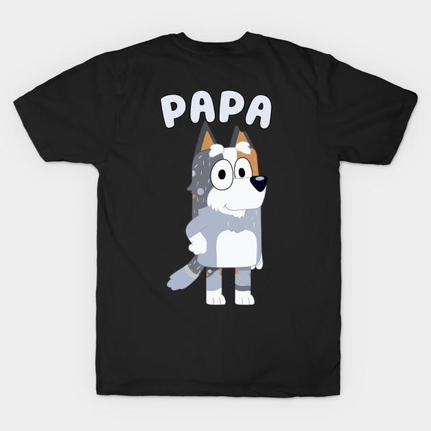 

Men Black Print T-shirt Vintage Papa Bluey Cartoon No-Cut Transfer Paper Print Cotton Tshirt S чорний