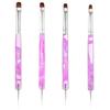 4 Pcs French Gel Nail Art Brush, Double-Ended French Gel Acrylic Nail Brush with Dotting Tool, Professional Manicure Tool for Manicure Cuticle Clean
