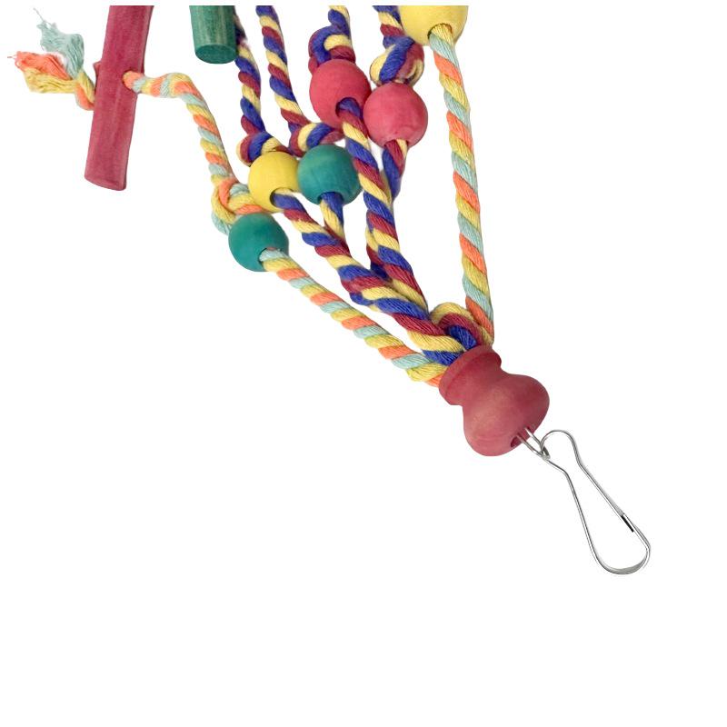 Parrot Cage Accessories: Colorful Beads, Wooden Blocks, and Cotton Rope Chew Toys for Feather-Plucking Relief