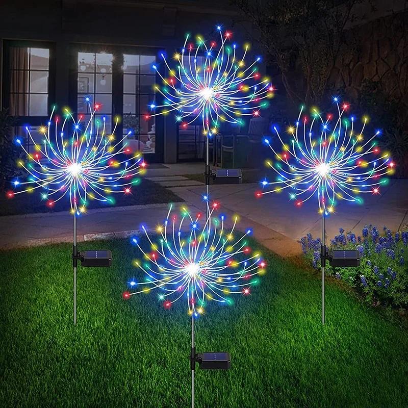 Solar LED Firework Fairy Light Outdoor Garden Decoration Lawn Pathway Lamp For Patio Yard Party Christmas Wedding