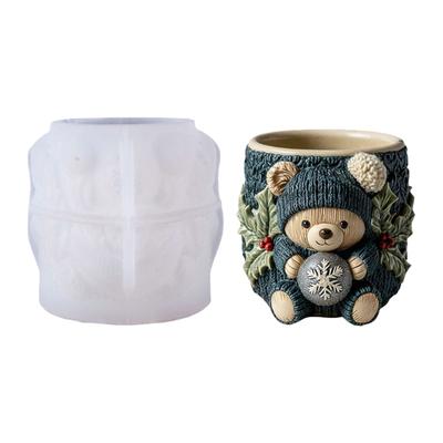 Silicone Sweater Bear Planter Mold For DIY Crafts Resin Cement Concrete Jewelry Holder Gift Flexible Sturdy Reusable Home Decors Tool