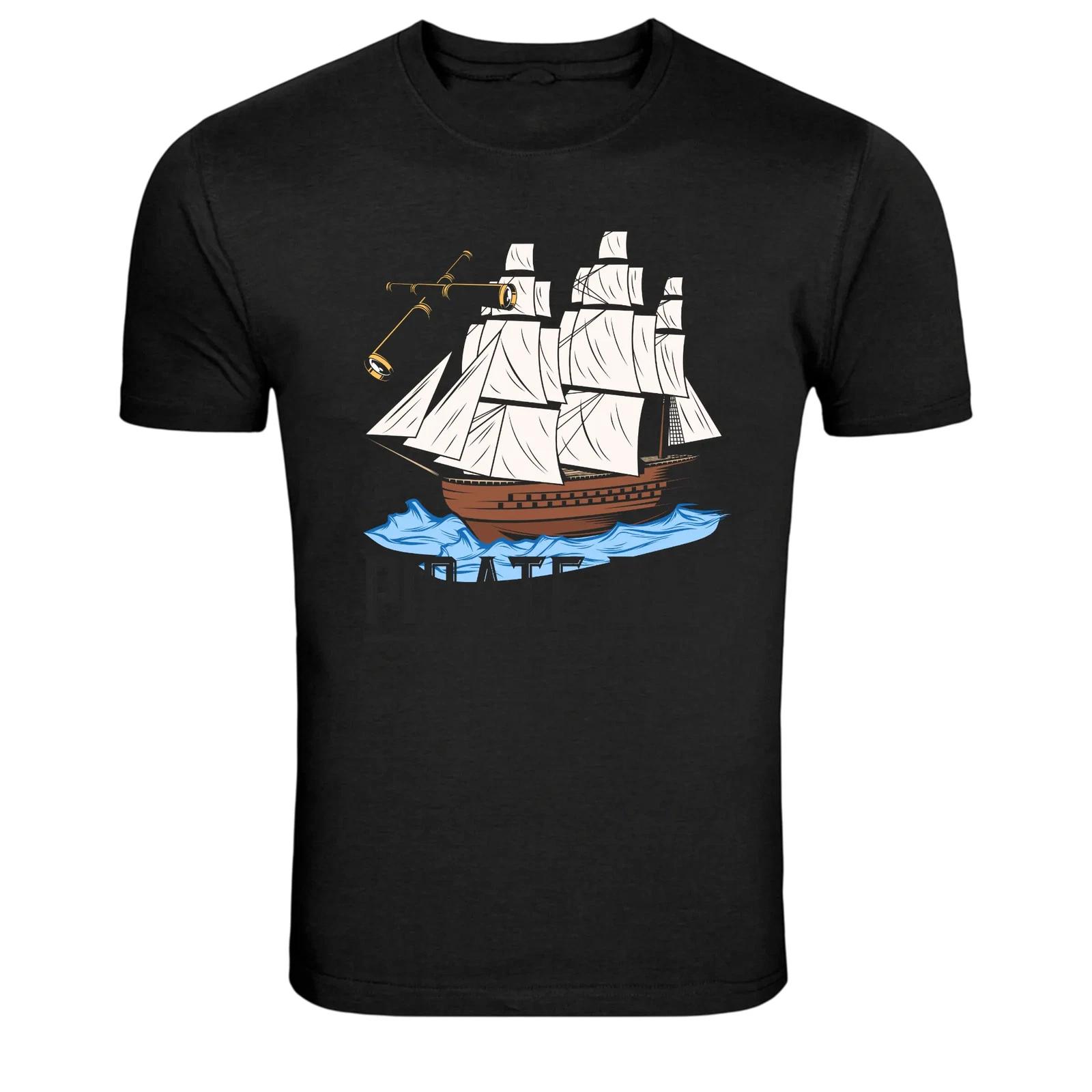 Vintage Pirate Ship Ocean Adventure Graphic T Shirt S