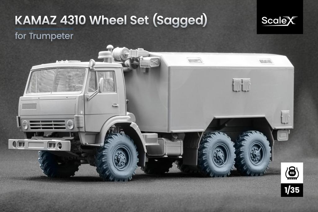 LKW-Radsatz Kunststoffmodellbauteile SCXWM35009S Scale-X 1/35 KAMAZ-4310 Selbstverformend (7 Stück) (für Trompeter) (Militärfahrzeug)