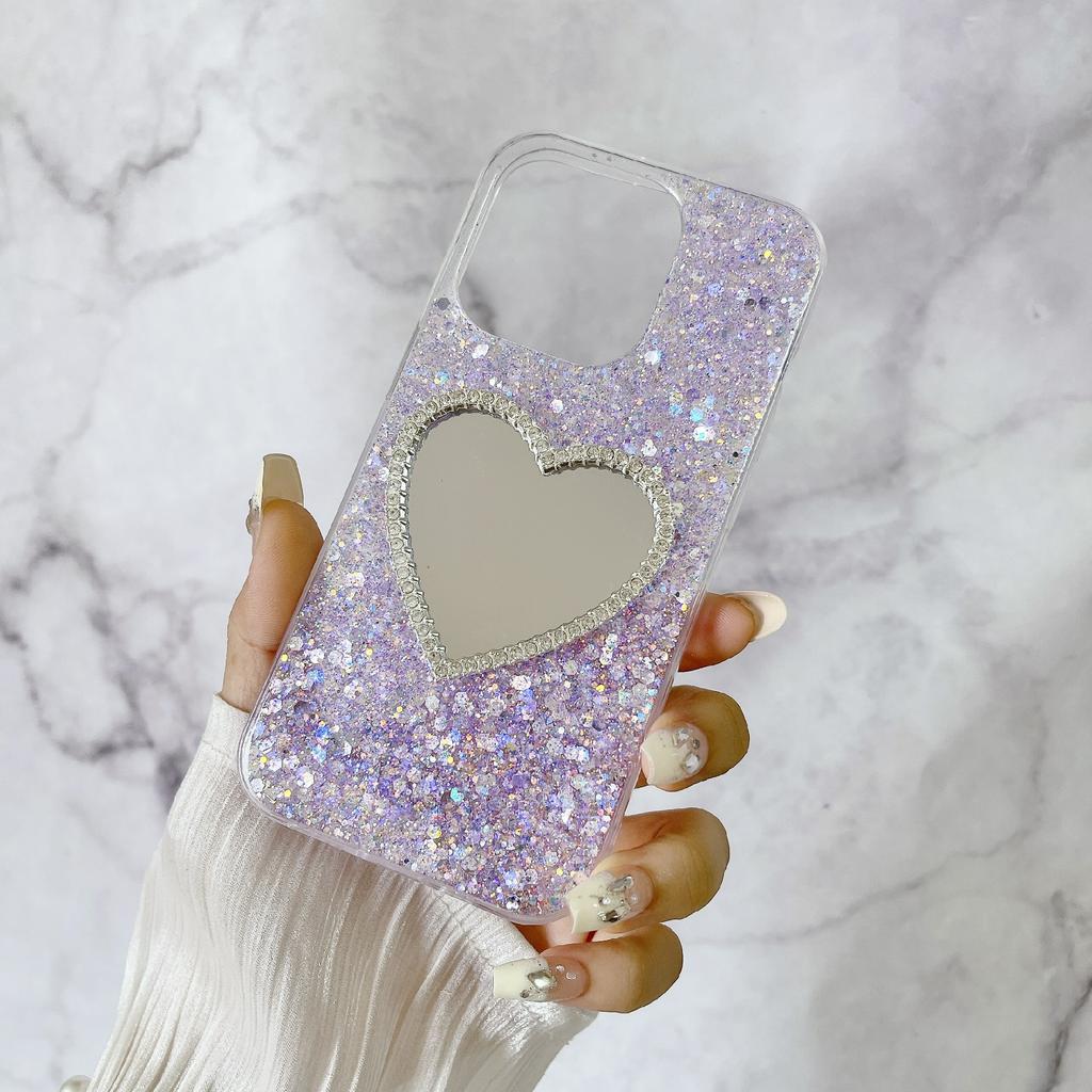 For iPhone 15 Pro Epoxy Case Mirror Design TPU Shockproof Phone Cover