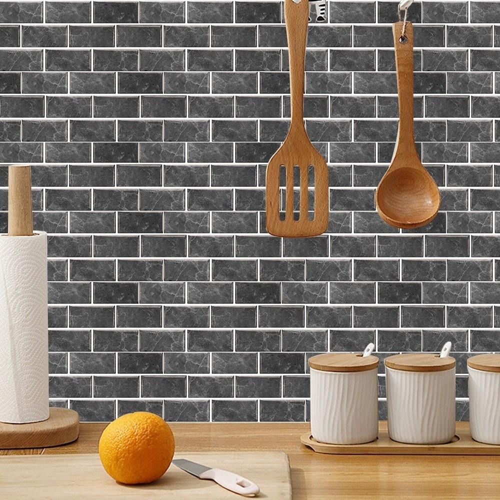6PCS 3D Effect Crystal Kitchen Stickers Waterproof Wall Tile Stickers  Kitchen Bathroom