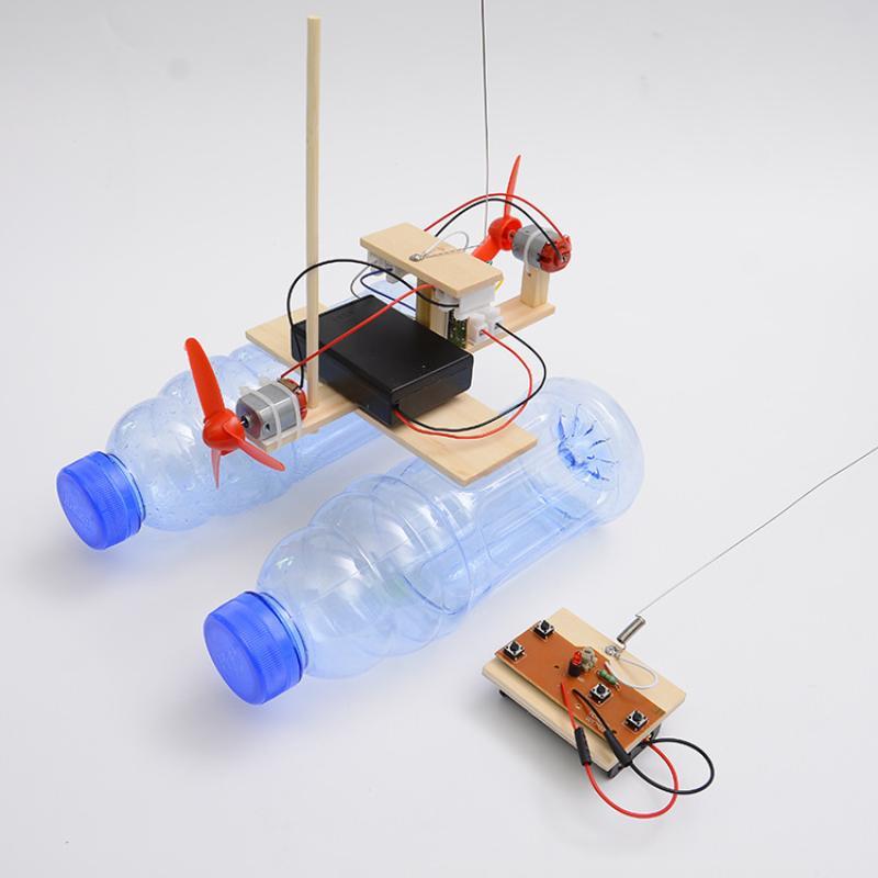 Sailable Wooden DIY RC Wind Ship Model STEM Educational Assembling Boat Toy for Pool Outdoor Play