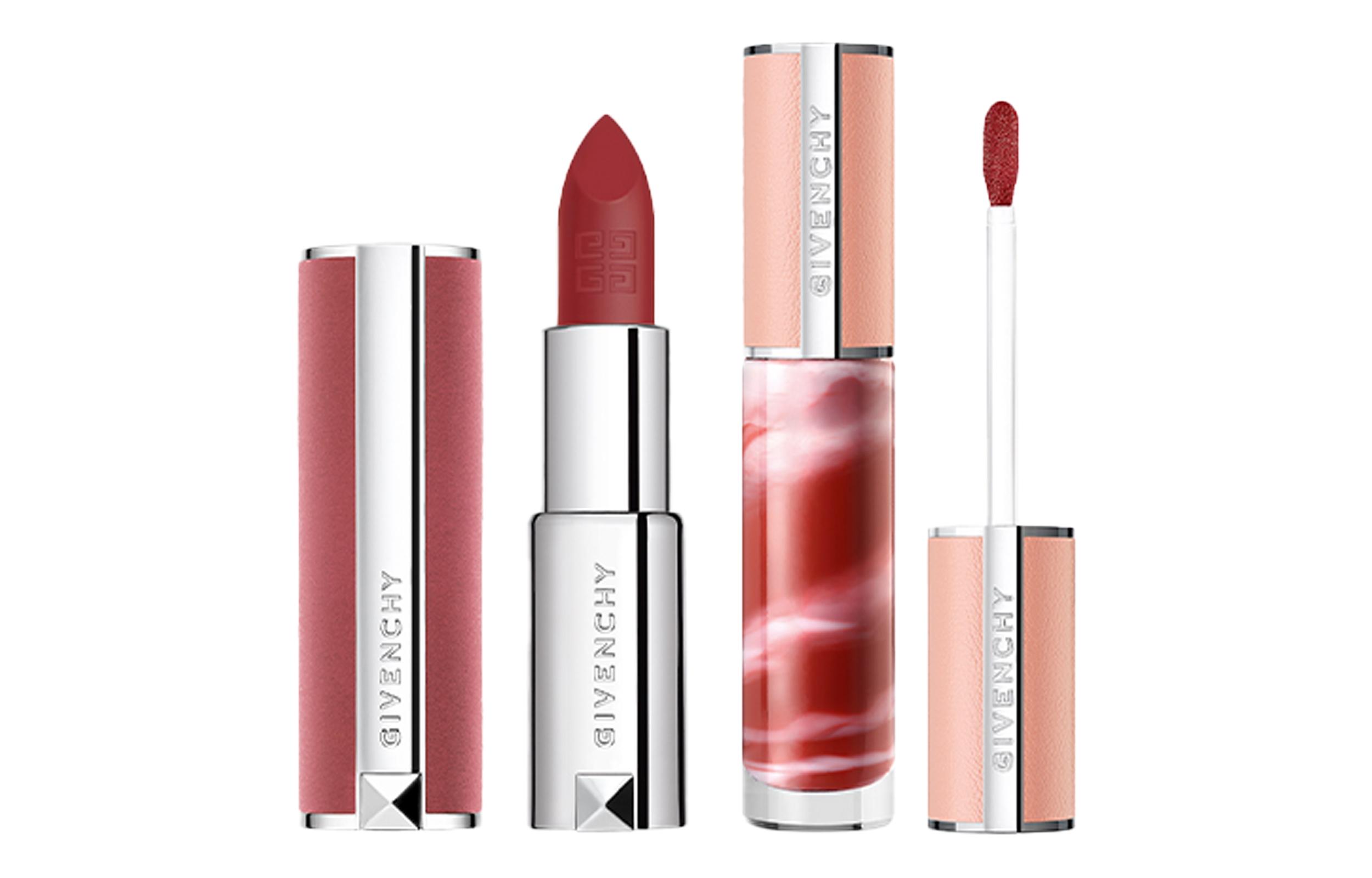 Givenchy Le Rouge Sheer Velvet Lipstick & Rose Perfecto Liquid Lip Balm Set N27+N117