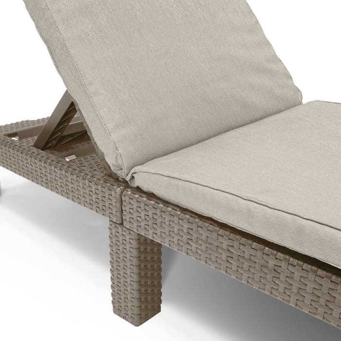 Sun Lounger - Allibert by KETER - DAYTONA - In Imitation Woven Rattan Resin - Cushion - Adjustable Backrest - Cappuccino