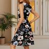 Women's Summer Dress V Neck Sleeveless Casual Floral Print Hem Pleated Dress