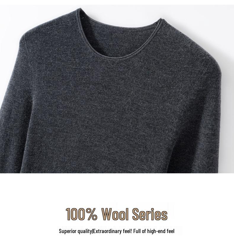 2026 Spring Seamless Round Neck Fine Knit Base Layer Shirt - 18 Gauge Superfine Wool