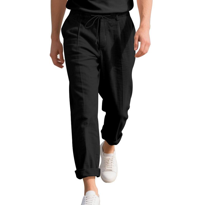 American men's loose casual loose straight linen Neapolitan Gorger breathable trousers