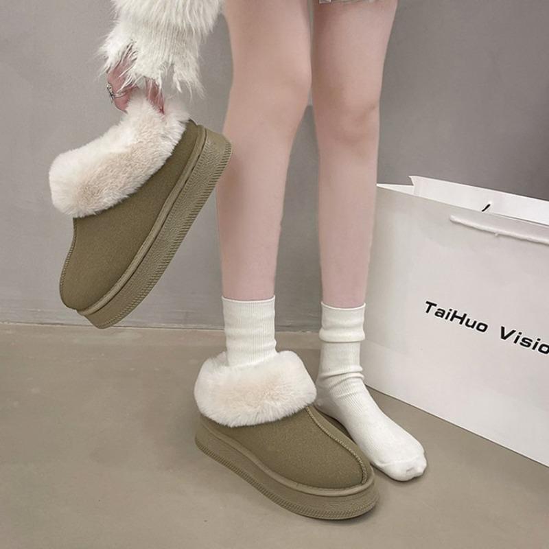 Mao Mao snow boots women's winter new thick-soled short tube thickened one pedal lazy light cotton shoes