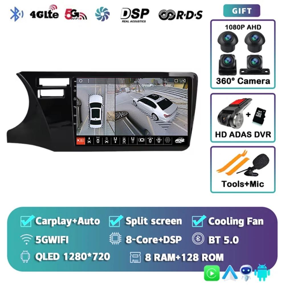 Carplay Car Multimedia Player For Honda City 2014 - 2019 Car Radio Android 14 Stereo 4G Navigation Head Unit Autoradio GPS Auto