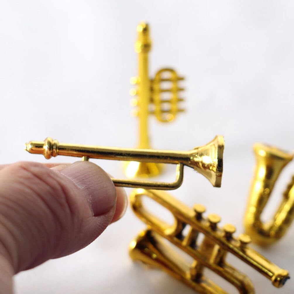 Toyvian Miniature Musical Instrument Set Plastic Saxophone Trumpet Drum Figurines Dollhouse Musical Instrument Models Ornament for Mini House Musical