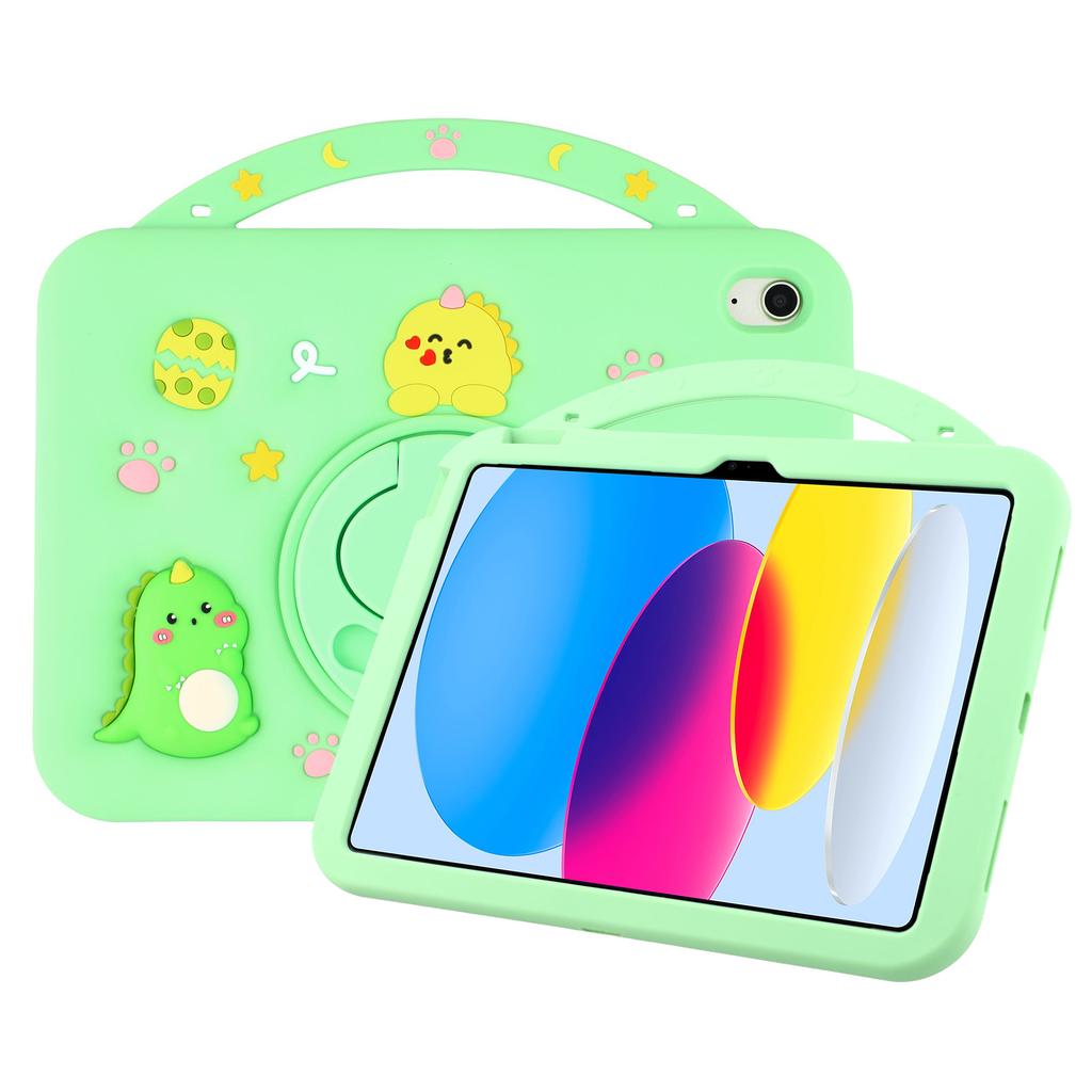 For iPad (2025)/iPad 10.9 (2022) Silicone Case Rotating Kickstand Hand Grip Cute Tablet Cover