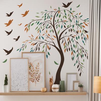 2 Pcs Creative Painted Branches Birds Bedroom Living Room Home Background Beautification Decoration Wall Stickers