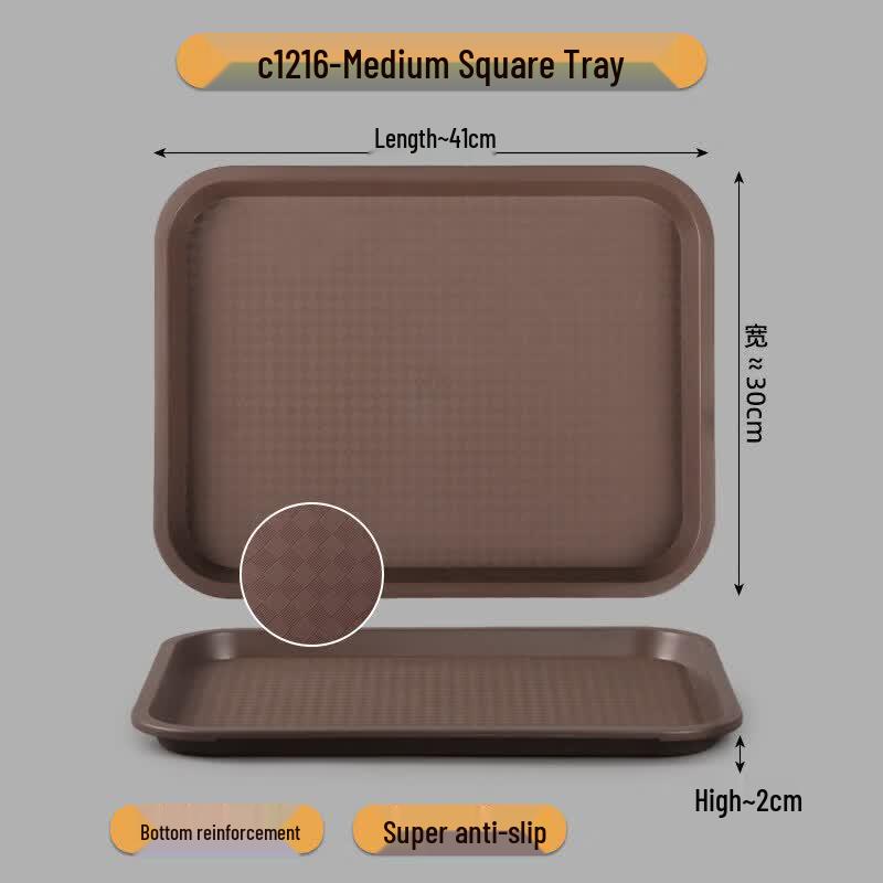 Rectangular Non-slip Plastic Serving Trays - 10 Pack