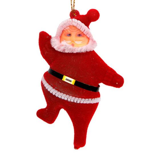 Santa Claus Ornaments 3D Flocking Santa Doll Christmas Tree Hanging Ornaments
