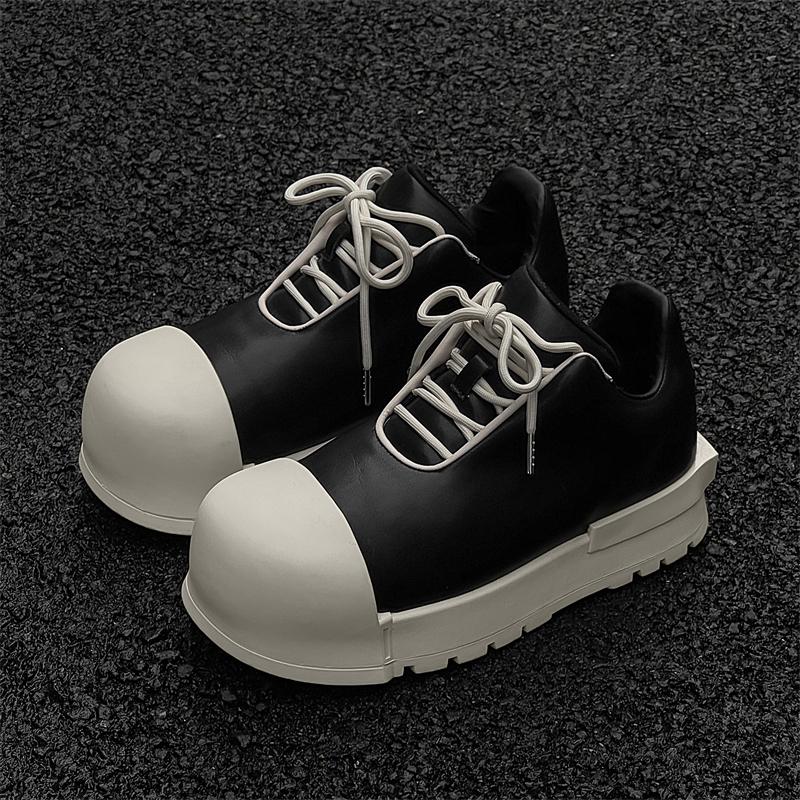 Niche Brand Classic Spring Street Style Teenagers Daily Dress Flat Sneakers For Men's Black White Mixed Colors Height Increasing