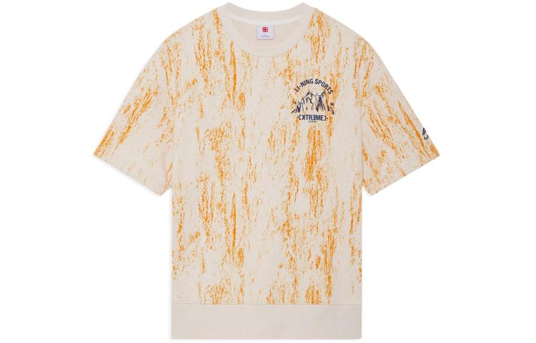 Li Ning China Li Ning T Shirts Men s Ice Orange Crew Neck Moderate Straight Fit AAES007-2 XXL