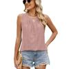 Women's New Spring and Summer Round Neck Hollow Pleated Vest Sleeveless Top T-shirt