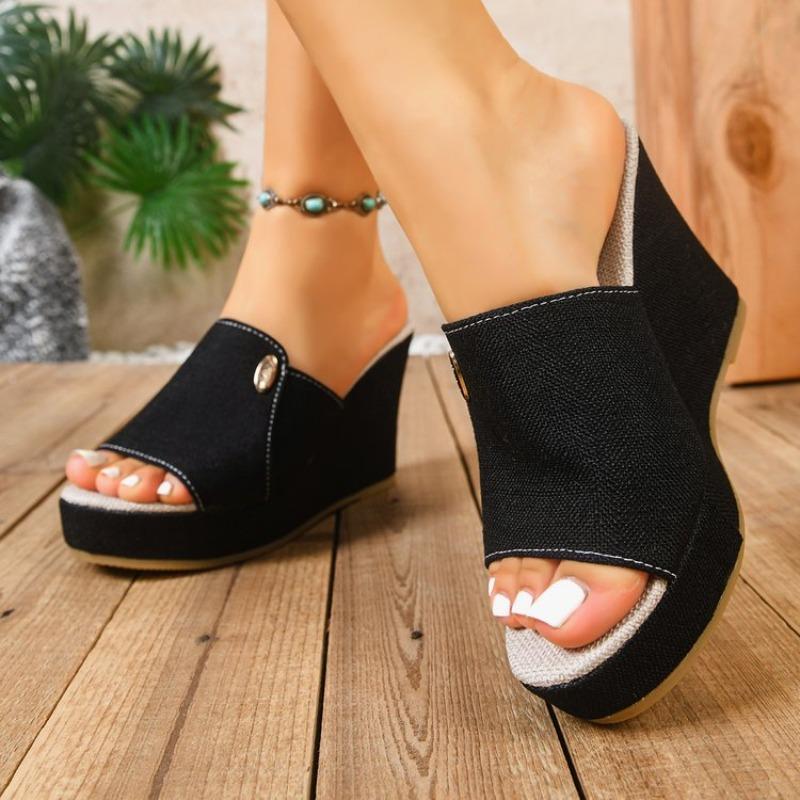 Women Wedges Sandals Comfortable Slip on Sandals Trend Summer High Heels Shoes Women Shallow Outdoor Beach Platform Shoes Women