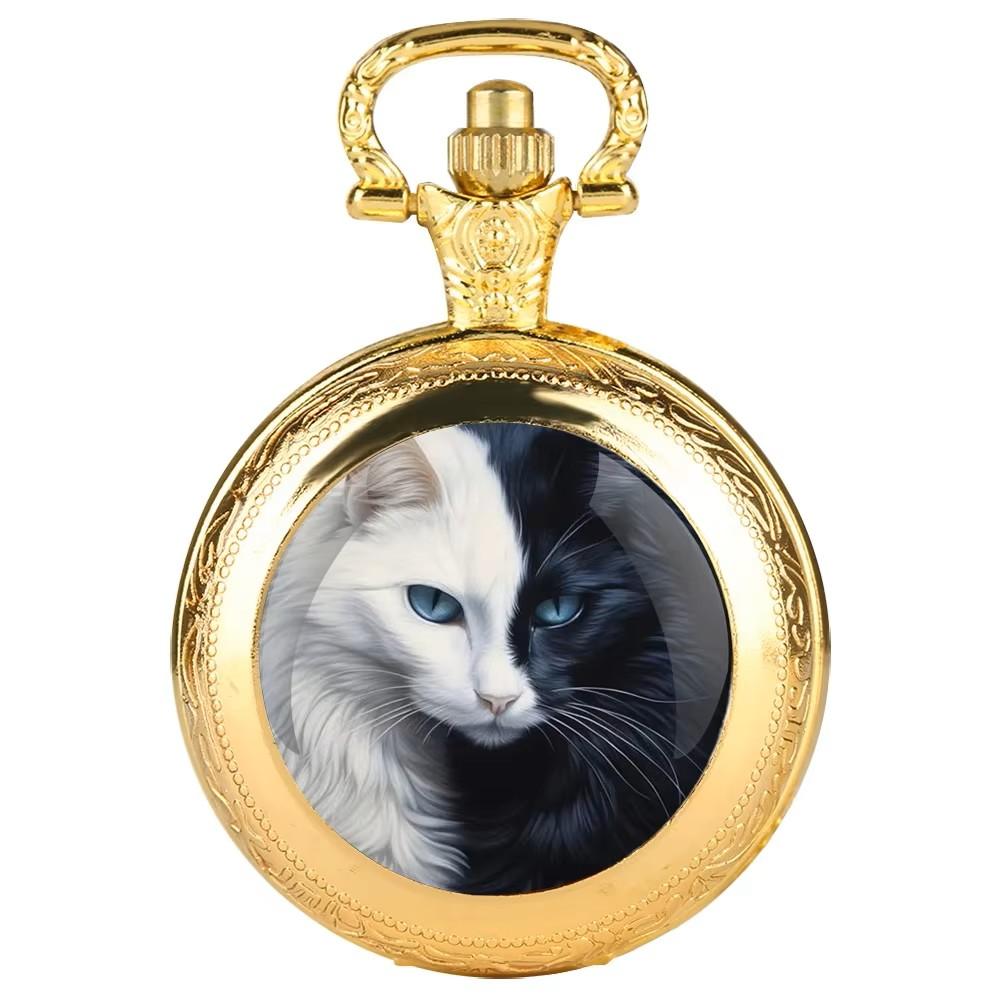 Vintage Retro negru alb chinezesc Yinyang cuarț Unisex bărbați femei ceas de buzunar cuarț colier pandantiv ceas lanț casual clasic cadran bijuterii cadou