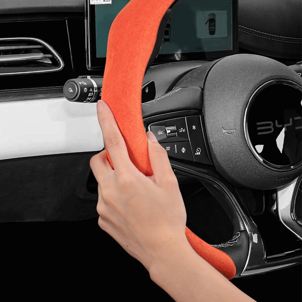 Suitable for Byd Advanced Suede Snap-On Steering Wheel Cover Anti-Slip and Durable Song Yuan Plus Max Tang Han Atto 3 Seal Dolphin Seagull Sealion 7