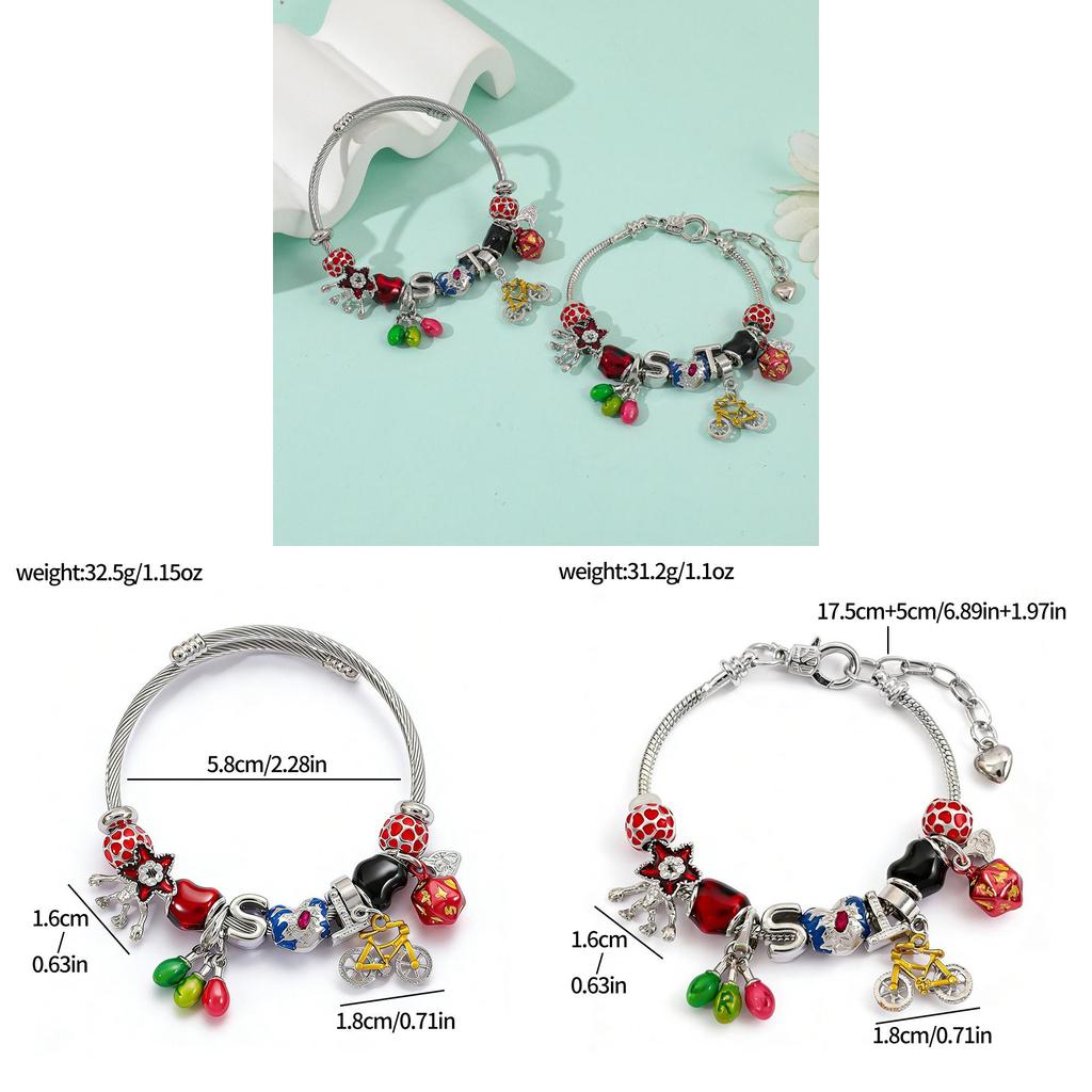 Stranger Things Diy Bead Bracelet With Zinc Alloy Charms For Gift Giving