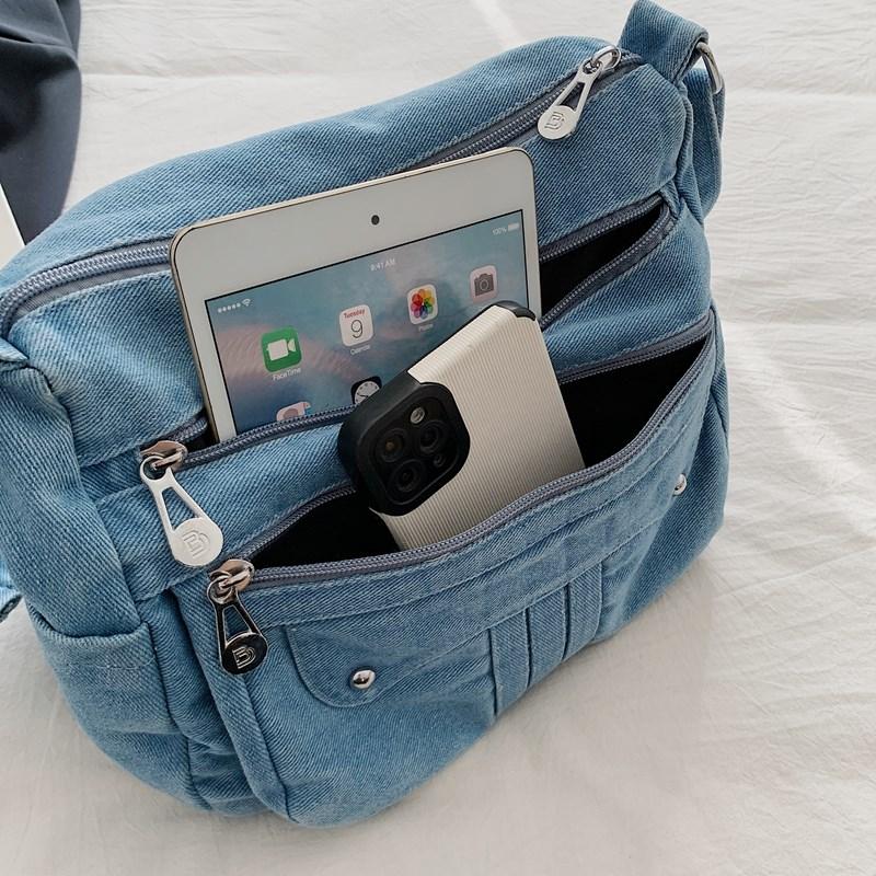 Dámská džínová taška Velkokapacitní crossbody taška Cestovní nákupní taška