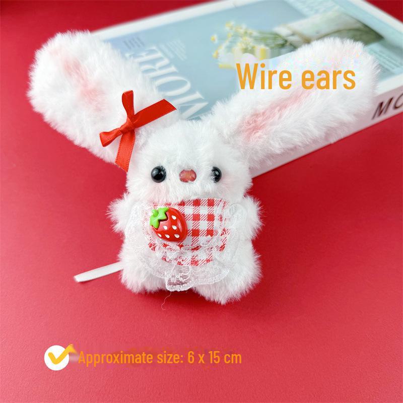 Plüsch-Schlüsselanhänger mit Langohrkaninchen und schwarzer Katze – süßer Quietschanhänger