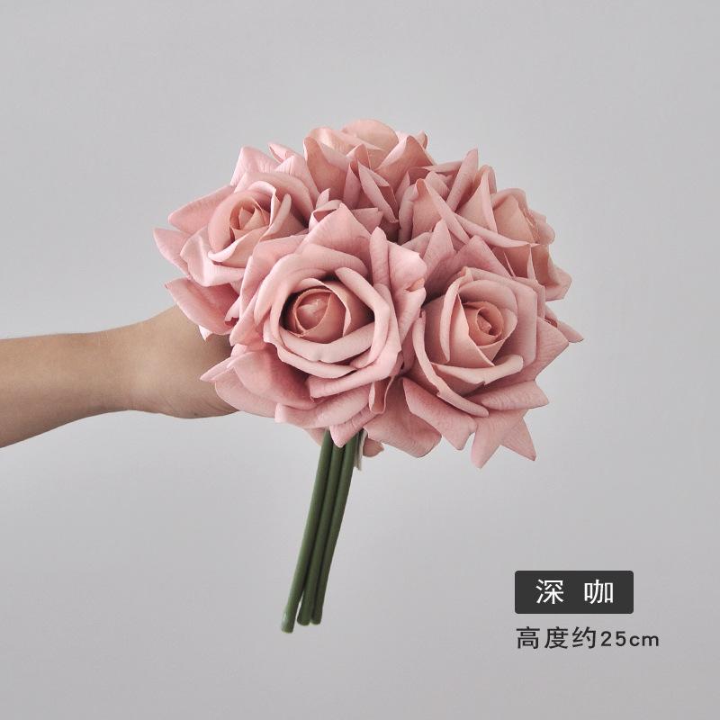 Artificial Roses Single Stem 5pcs Fake Silk Flower Arrangement Bouquet Real Touch for Home Party Wedding Decoration(Light Pink)