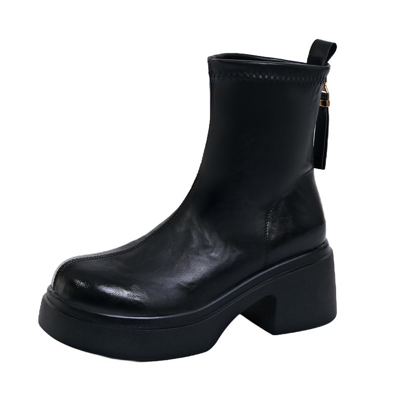 Fashion Aphixta New Patent Leather Women Ankle Boots Back Zip Concise Modern Boots 7cm Square Heel Shoe Woman Boats Botines Para Mujeres