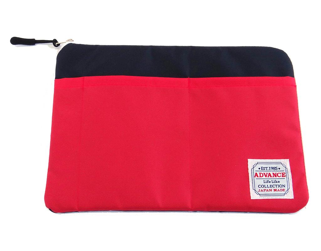 Made In Japan, Water-Repellent Travel Bag-in-Bag, A5 Size, Urethane Cushioned Flat Pouch, 18x25cm, Red