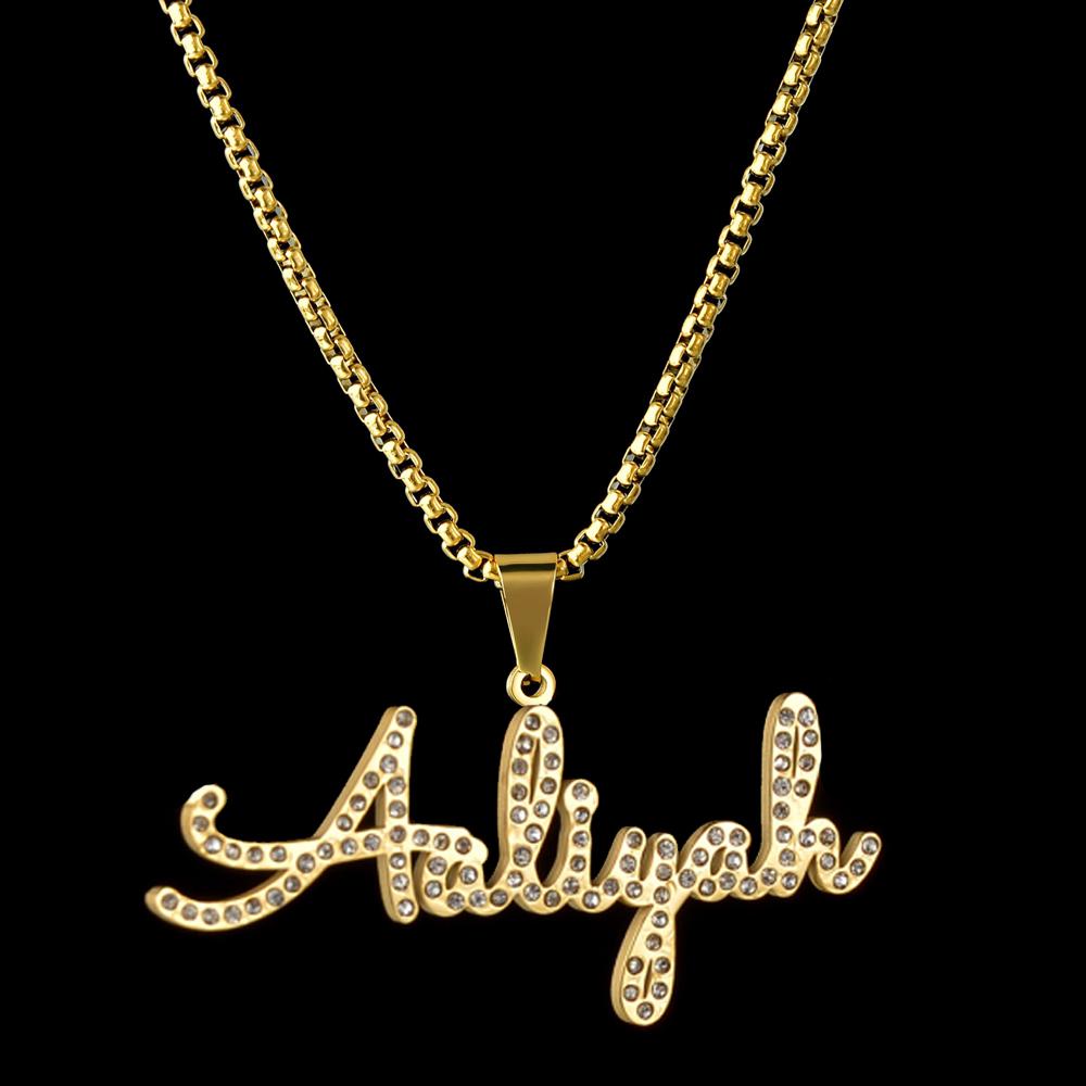 Atoztide Personalized Customized Brand Logo Names Pendant Necklace Stainless Steel Thick Chain for Men Women Jewelry Gift