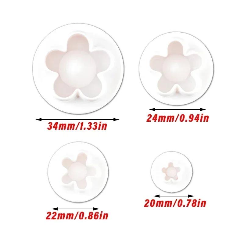 4/8pcs Plum Flower Daisy Flower Cake Plunger Fondant Cookie Cutter Mold Plum Baking Decorating Biscuit Stamps For Kitchen Tools
