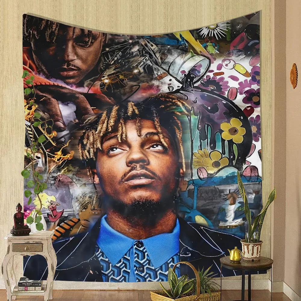 1PC Juice Wrld Tapestry Printed Large Wall Tapestry Art Science Fiction Room Home Decor Decor Blanket