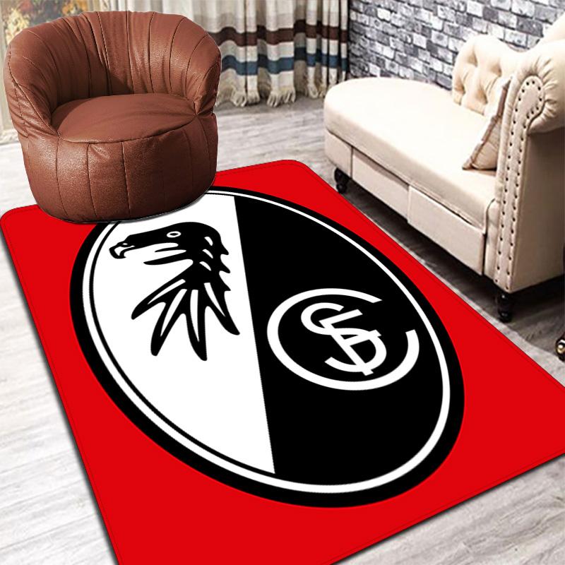SC Freiburg Pattern Rug Floor Mat for Living Room or Bedroom Soft and Comfortable Carpet a Gift for Birthday and Holiday.